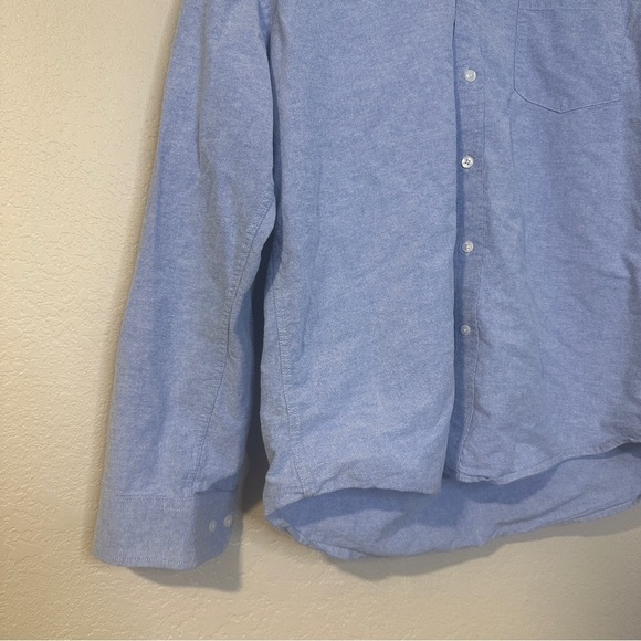 Slim Button Down Long Sleeve Shirt Blue Casual Work Career Cotton Collared XL - Picture 2 of 6
